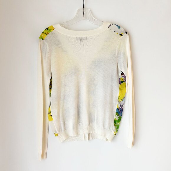 Two Sisters Colourful Patterned Panel Ivory Cardigan - Picture 4 of 6